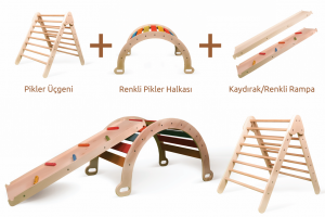Pikler Üçgeni + Renkli Pikler Halkası + Kaydırak & Renkli Rampa​