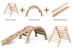 Pikler Üçgeni + Pikler Halkası + Kaydırak & Rampa