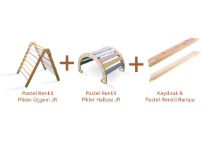 Pastel Renkli P.Üçgeni JR + Pastel Renkli P.Halkası JR + Kaydırak & Pastel Renkli Rampa